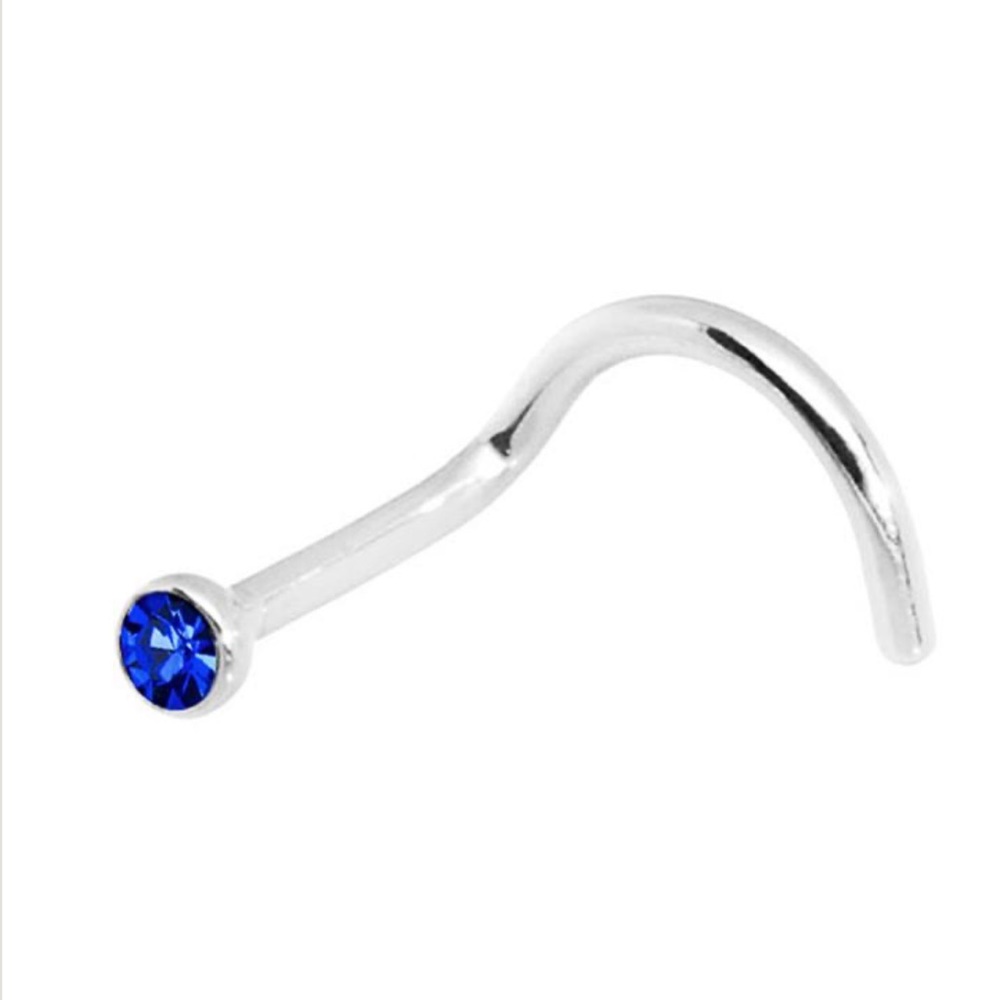Royal Blue Crystal Gem Nose Screw